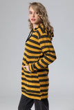 Wild Striped Velvet Long Hoodie - Kady