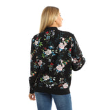 printed zipper henly padded jacket with pockets