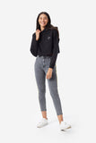 Skinny Jeans with Side Tape Women Pants Tiyi 