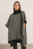 Zigzag High Neck Knitted Poncho