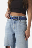 Cordován Il Cuoio O-Ring Skinny Knot Belt Women Belts Cordovan Medium Blue Nubuck 