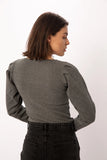 Fit Freak Dark Grey Puff Sleeves Top For Women-16219