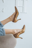 Sezam Gold Leather Heels (9cm) - Ayo