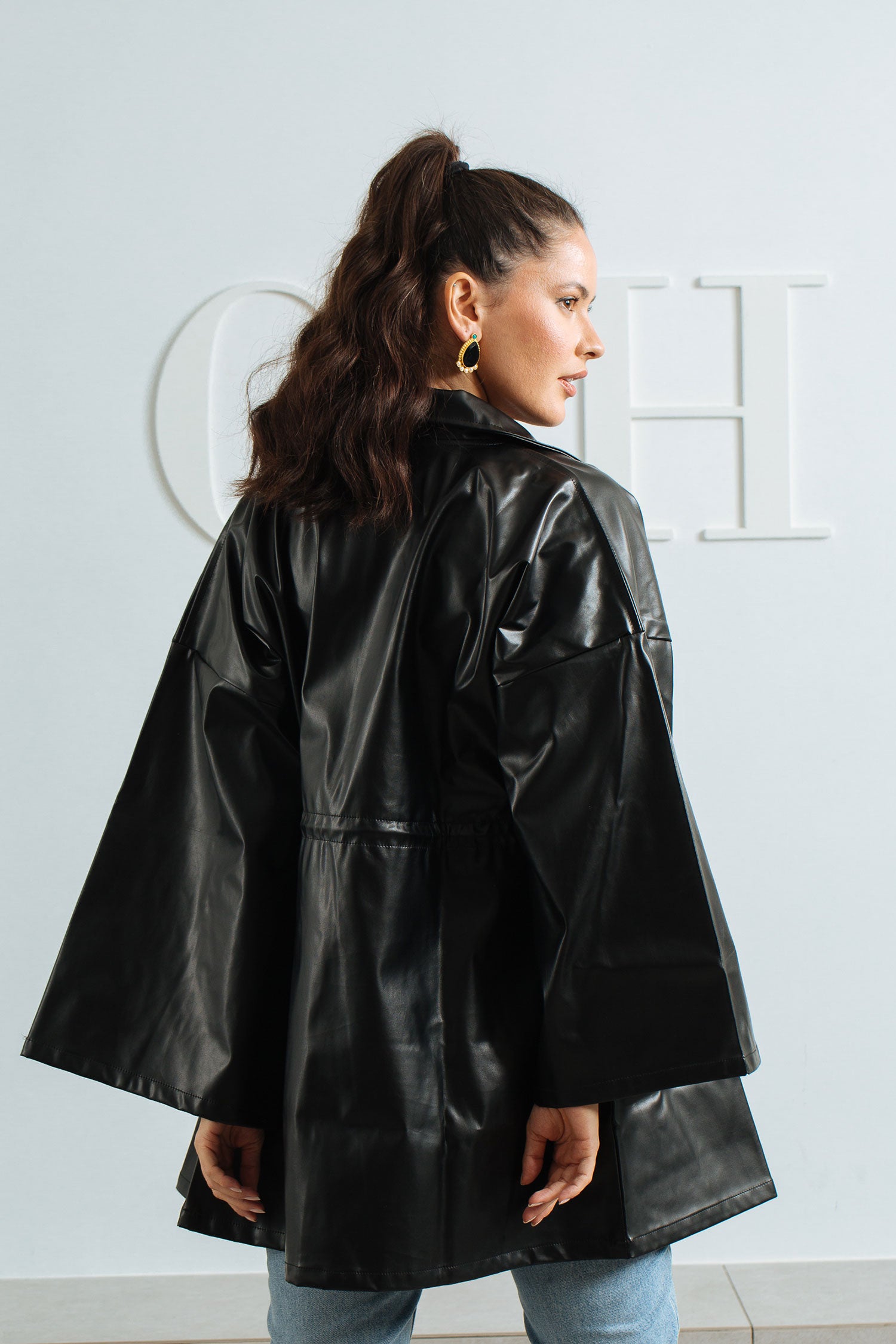 Aida Adjustable Waist Leather Jacket