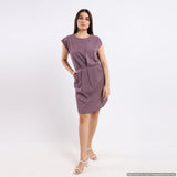Self Pattern Sleeveless Dress With Side Pockets  - Kady
