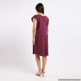 Self Pattern Sleeveless Dress With Side Pockets  - Kady