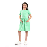 Girls Short Sleeves Dress With Decorative Buttons - Kady