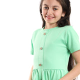 Girls Short Sleeves Dress With Decorative Buttons - Kady