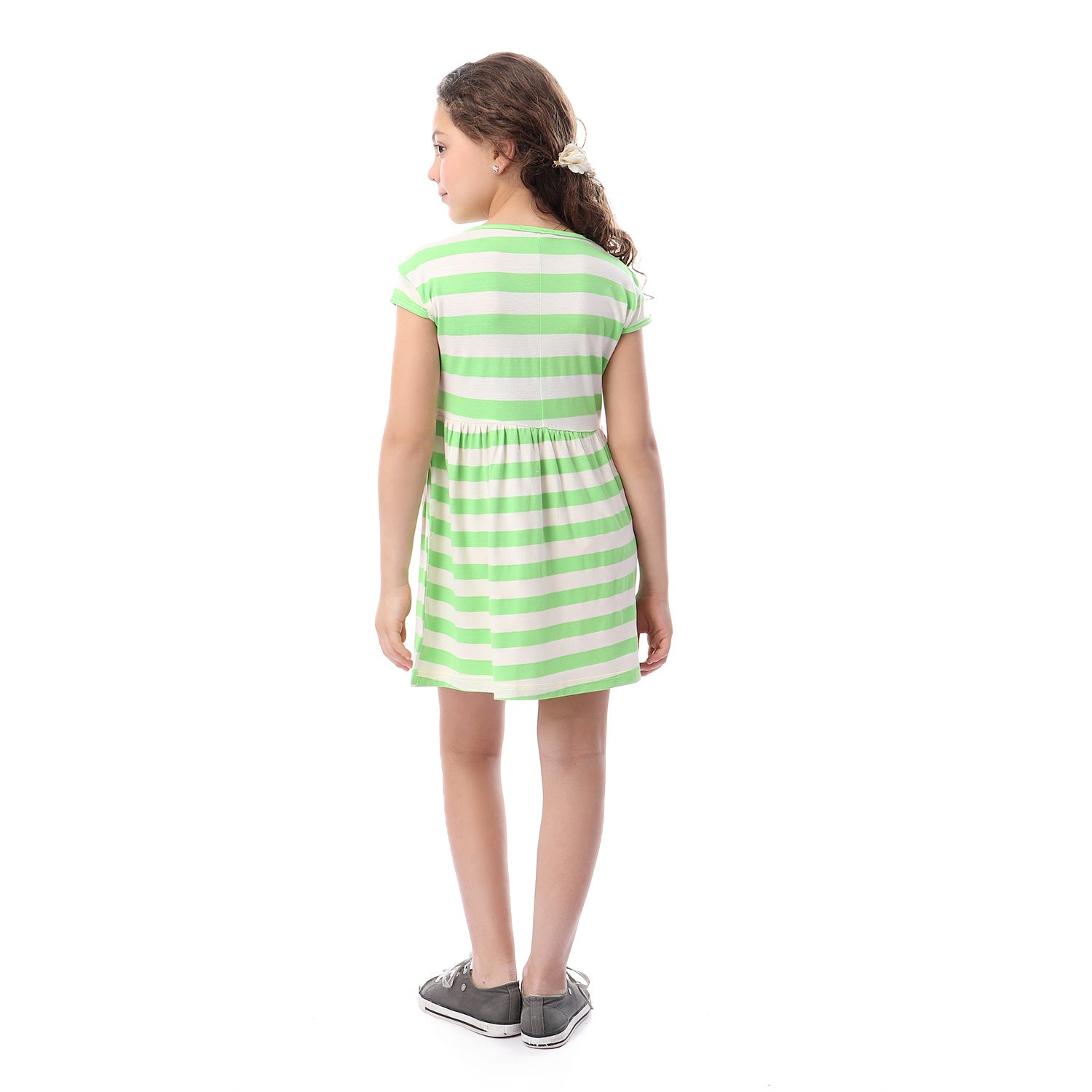 Girls Cap Sleeves Striped Sleep-Shirt