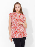 Short Sleeve Soft Printed Blouse (9) - Kava