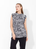 Short Sleeve Soft Printed Blouse (10) - Kava