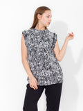 Short Sleeve Soft Printed Blouse (10) - Kava