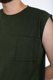 Tank Top with Embroidered Pocket - Recesses