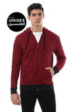 Unisex Thin Stripes Zipped Hooded Sweatshirt - Kady
