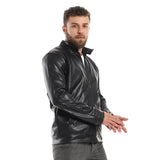 Side Pockets Zipper Leather Jacket - Kady