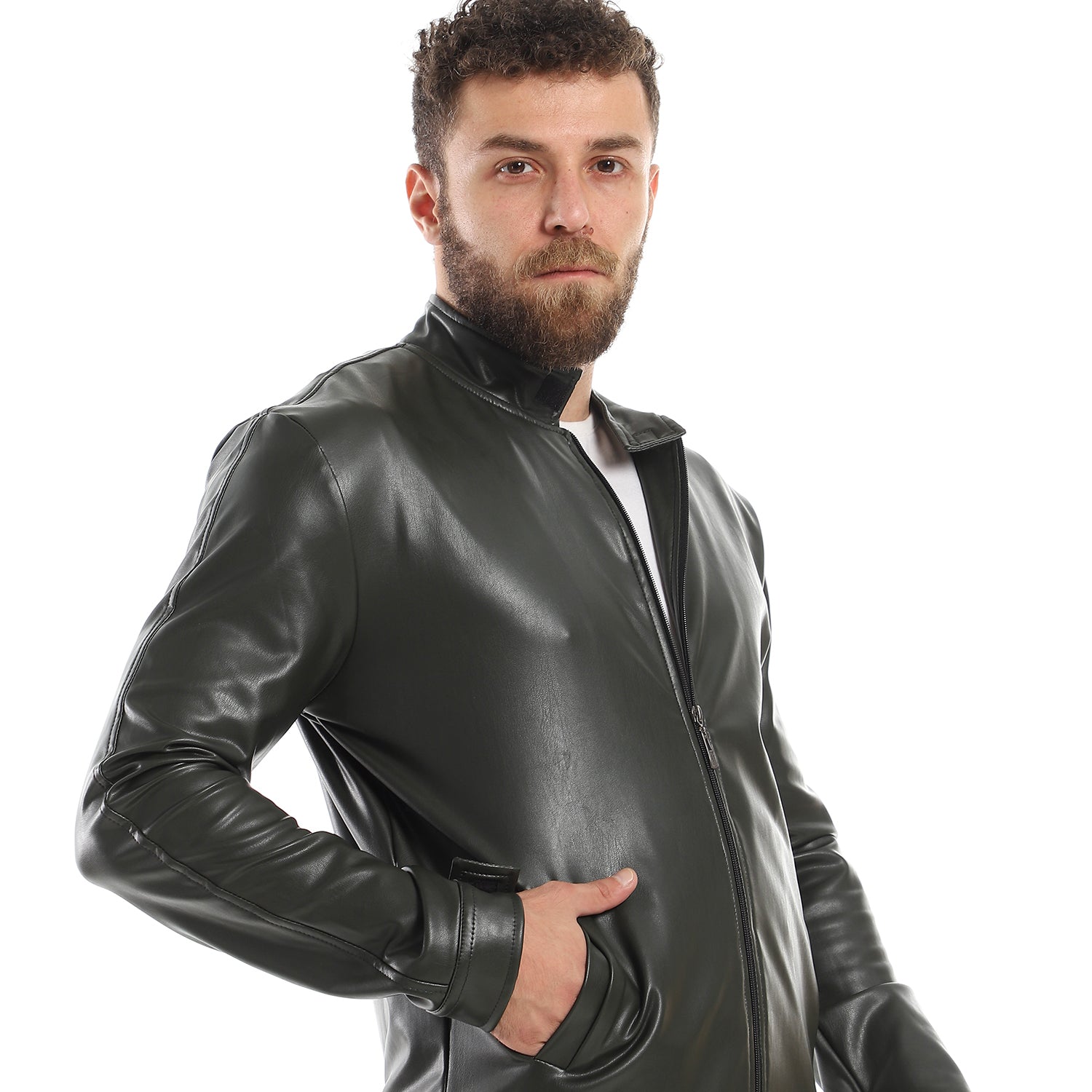 Kady Side Pockets Zipper Leather Jacket