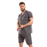 Classic Collar Buttoned Plaids Pajama Set - Kady