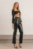 Zip Up Pin Leather Pants - Fouf