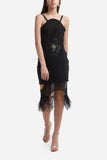 Long Feathers Dress Women Dresses Sin Designs Medium Black 