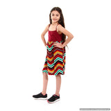 Girls Spaghetti Sleeves Colorful Dress  - Kady