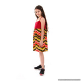 Girls Spaghetti Sleeves Colorful Dress  - Kady