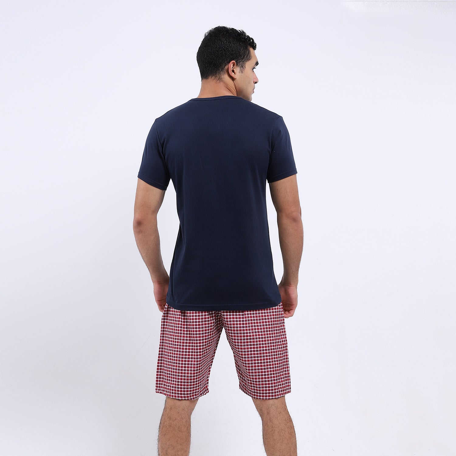 Solid Cotton T-Shirt With Tartan Pants