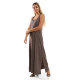 Striped Sleeveless Long Dress With Side Slits - Kady