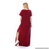 Short Sleeves Loose Maxi Dress With Slits  - Kady