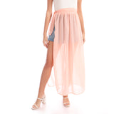 Side Lace Chiffon Plain Skirt - Kady
