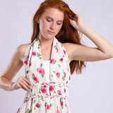 Flowered Backless Long Dress - Kady