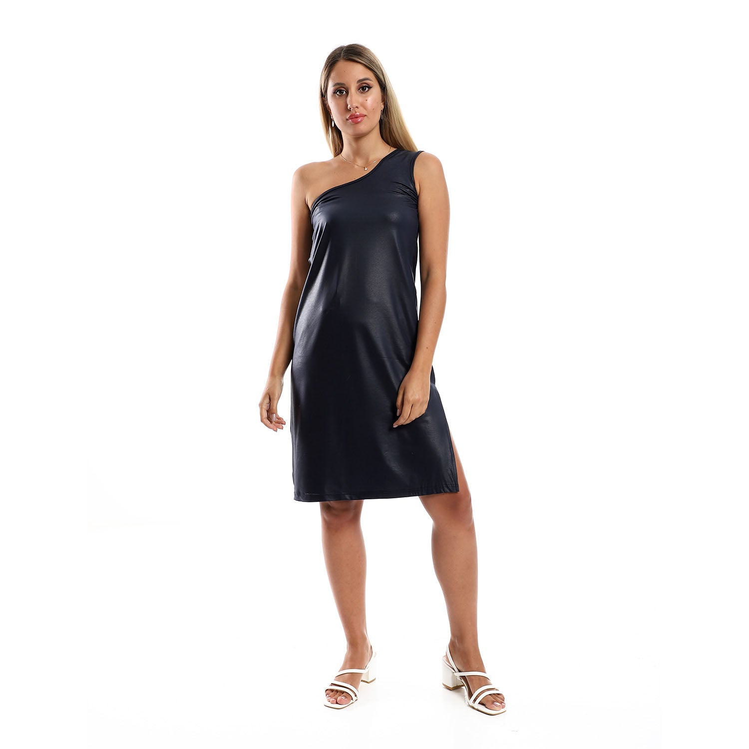 One Shoulder Texture Short Dress
