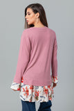 High-Low V-Neck Blouse With Floral Trim - Kady