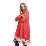 Crew Neck Solid Blouse With Floral Trim - Kady