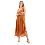 High Low Deep Round Casual Dress