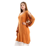 Wide Round Collar Blouse With Sided Sleeves - Kady