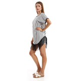 Deep Open Back Striped Tunic - Kady