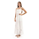 Heather Peforated Tiered Long Casual Dress
