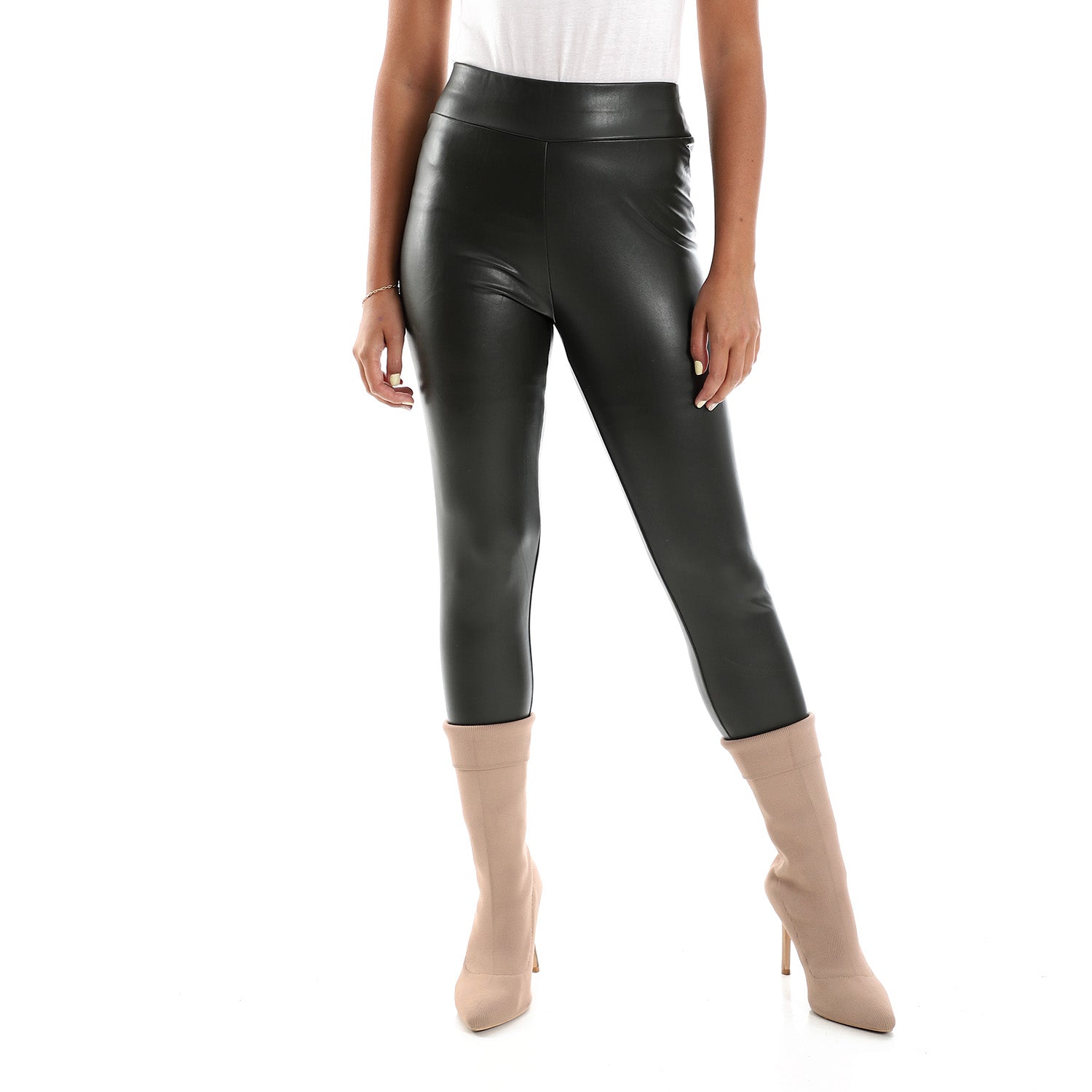 Kady Elastic Leather Plain Pants