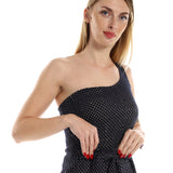 One Shoulder Knitted Pattern Casual Dress - Kady